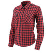Milwaukee Leather MNG21609 Women's Casual Red and Black Long Sleeve Cotton Casual Flannel Shirt
