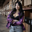 Milwaukee Leather MNG21610 Women's Pink, Blue and Maroon Long Sleeve Cotton Flannel Shirt