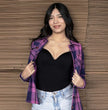 Milwaukee Leather MNG21610 Women's Pink, Blue and Maroon Long Sleeve Cotton Flannel Shirt