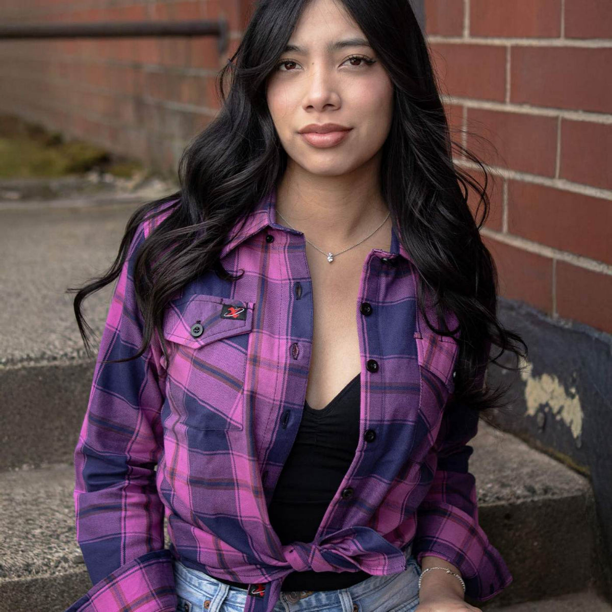 Milwaukee Leather MNG21610 Women's Pink, Blue and Maroon Long Sleeve Cotton Flannel Shirt