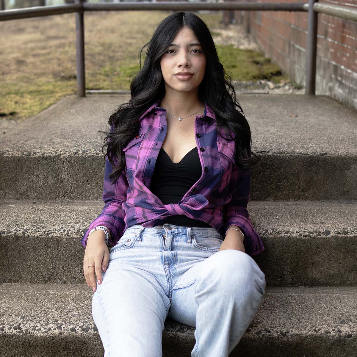 Milwaukee Leather MNG21610 Women's Pink, Blue and Maroon Long Sleeve Cotton Flannel Shirt