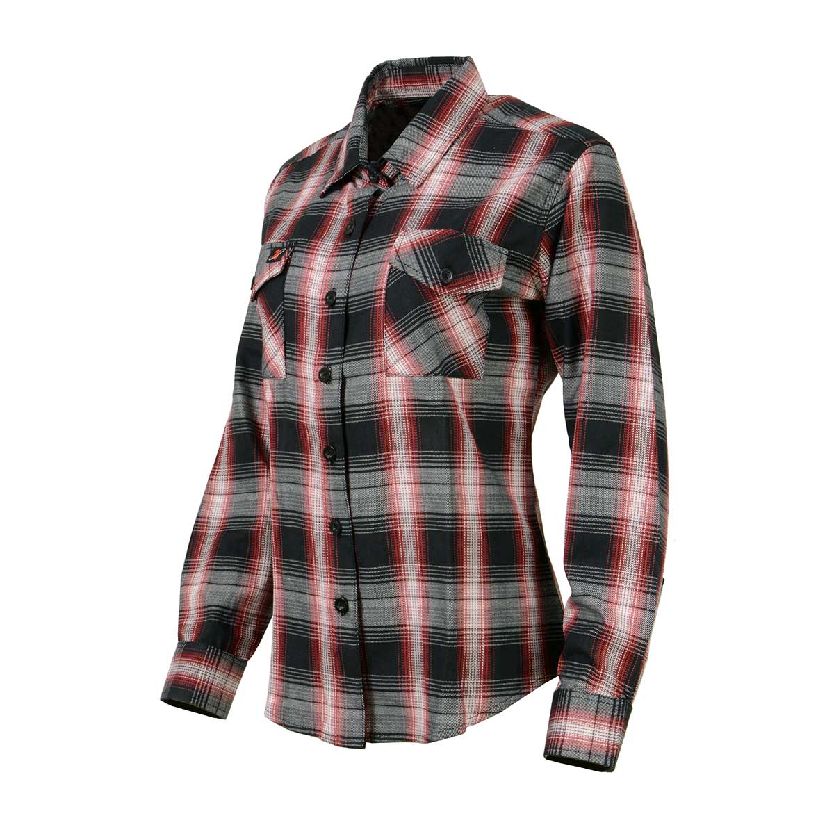 Milwaukee Leather MNG21613 Women's Black and Red with White Long Sleeve Cotton Flannel Shirt