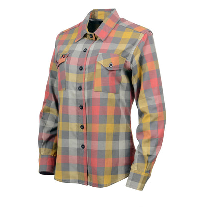 Milwaukee Leather Women's Gray and Red with Yellow Long Sleeve Cotton Flannel Shirt MNG21614