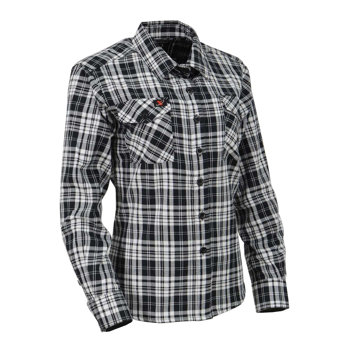 Milwaukee Leather MNG21615 Women's Black and White Long Sleeve Cotton Flannel Shirt