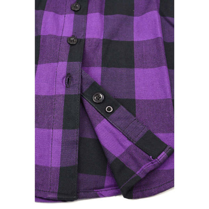 Milwaukee Leather MNG21619 Women's Black and Purple Long Sleeve Cotton Flannel Shirt