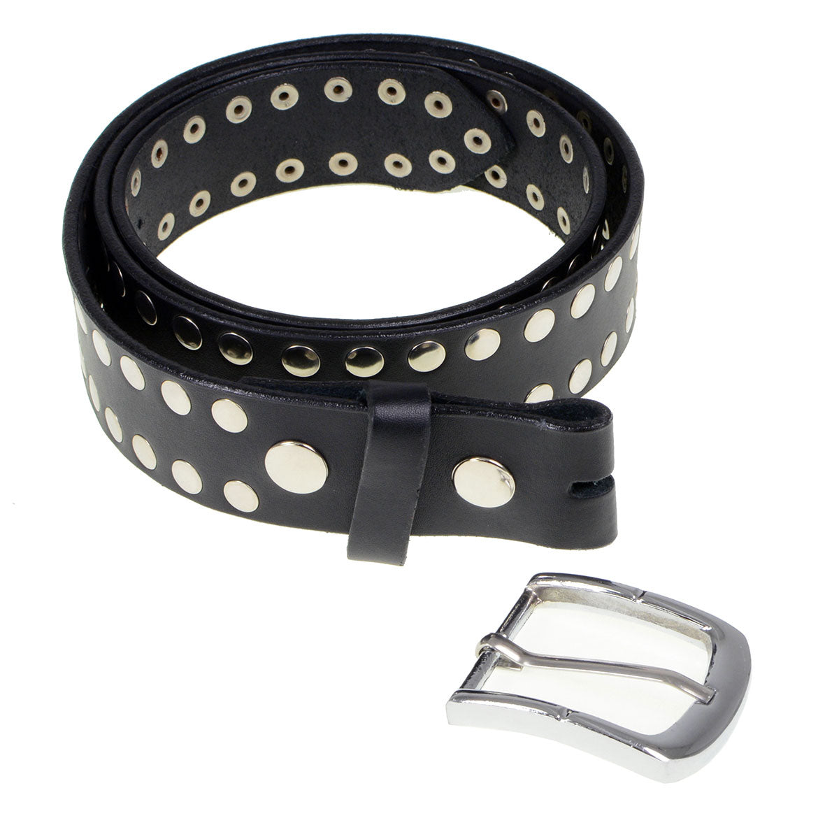 Milwaukee Leather MP7100 Men's Studded Black Genuine Leather Belt