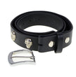 Milwaukee Leather MP7102 Men's Black Skull Heads Genuine Leather Belt for Biker with Buckle - 1.5 inches Wide