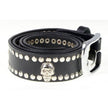 Milwaukee Leather MP7103 Men's Black Studs and Skulls Genuine Leather Belt with Buckle - 1.5 inches Wide