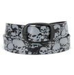 Milwaukee Leather MP7106 Men's Grey Skull Heads Black Genuine Leather Biker Belt with Interchangeable Buckle