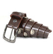 Milwaukee Leather MP7107 Men's 5 Cent Buffalo Coin - Brown Leather Belt w/ Interchangeable Buckle - 1.5 inches Wide