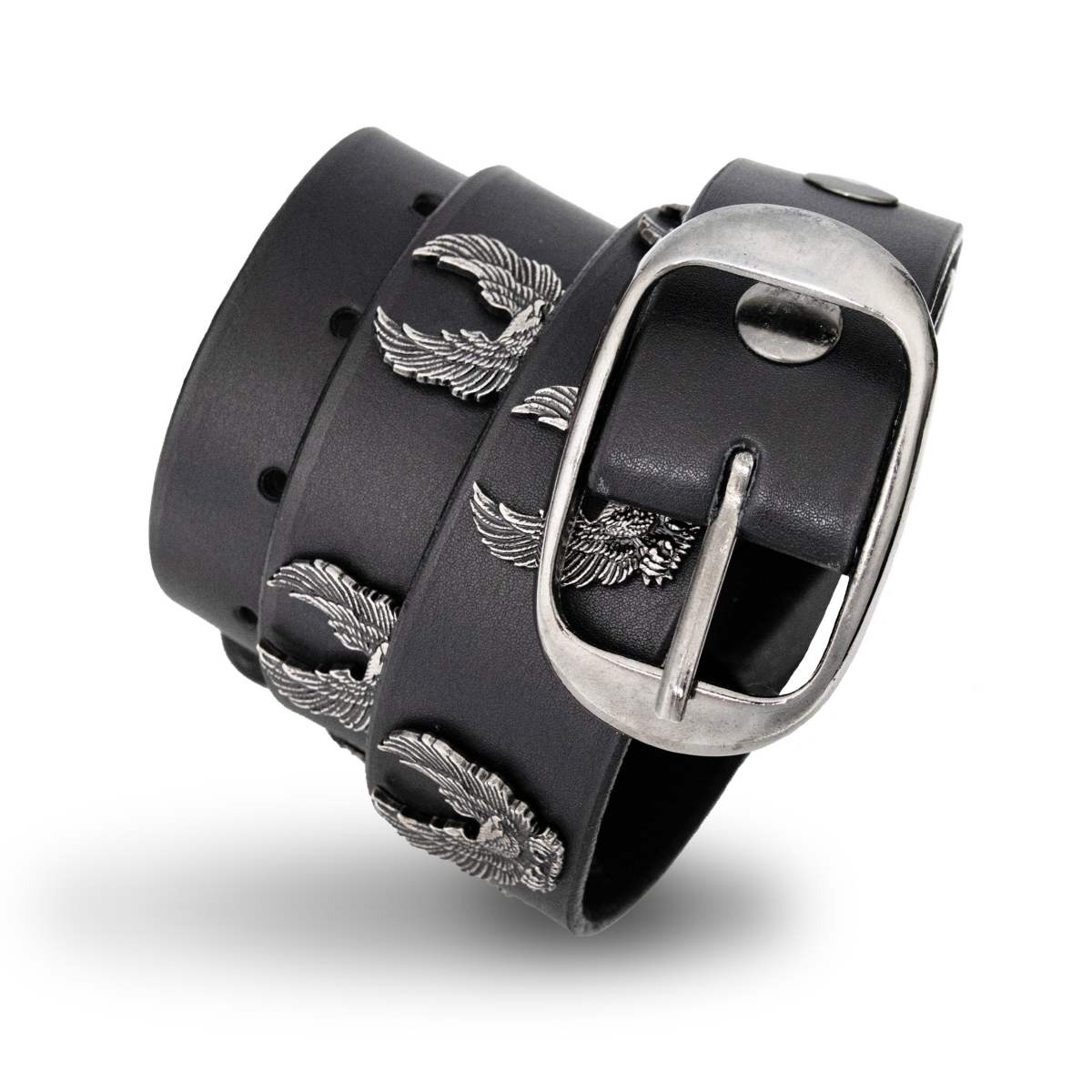 Milwaukee Leather Men's Liberty Talon Black Leather Belt with USA Eagle Emblems - 1.5 Inch Biker Belt