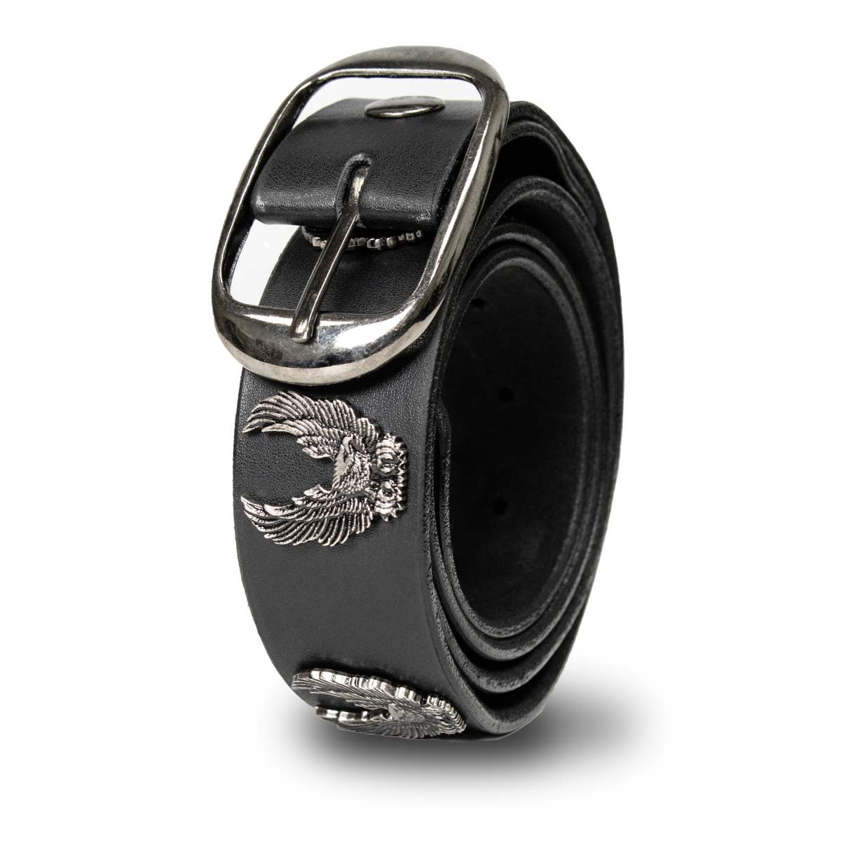 Milwaukee Leather Men's Liberty Talon Black Leather Belt with USA Eagle Emblems - 1.5 Inch Biker Belt