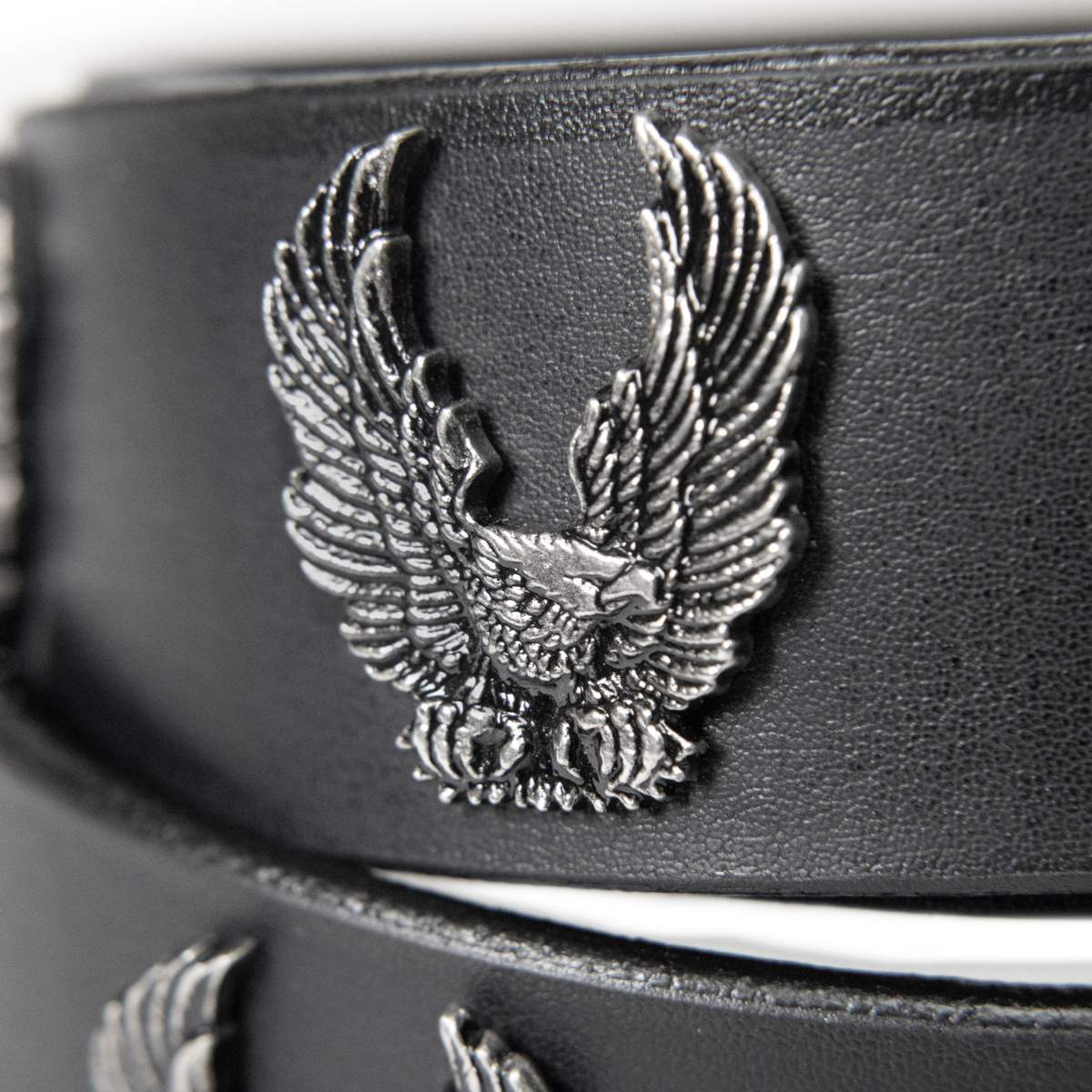 Milwaukee Leather Men's Liberty Talon Black Leather Belt with USA Eagle Emblems - 1.5 Inch Biker Belt