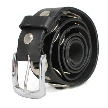 Milwaukee Leather MP7120 Men's Chrome Conchos - Black Genuine Leather Belt with Interchangeable Buckle - 1.5 inches Wide