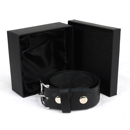 Milwaukee Leather MP7122 Men's Engine Block & Wings - Black Genuine Leather Belt W/ Interchangeable Buckle - 1.5 inches Wide