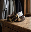 Milwaukee Leather Men's Cross Circle Brown Leather Belt w/ Interchangeable Buckle - 1.5 inches Wide - MP7127