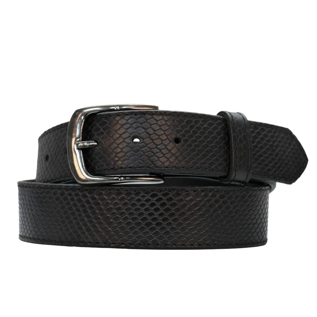 Milwaukee Leather Men's Black Snake Print Leather Belt - MP7128
