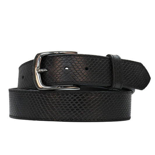 Milwaukee Leather Men's Black Snake Print Leather Belt - MP7128