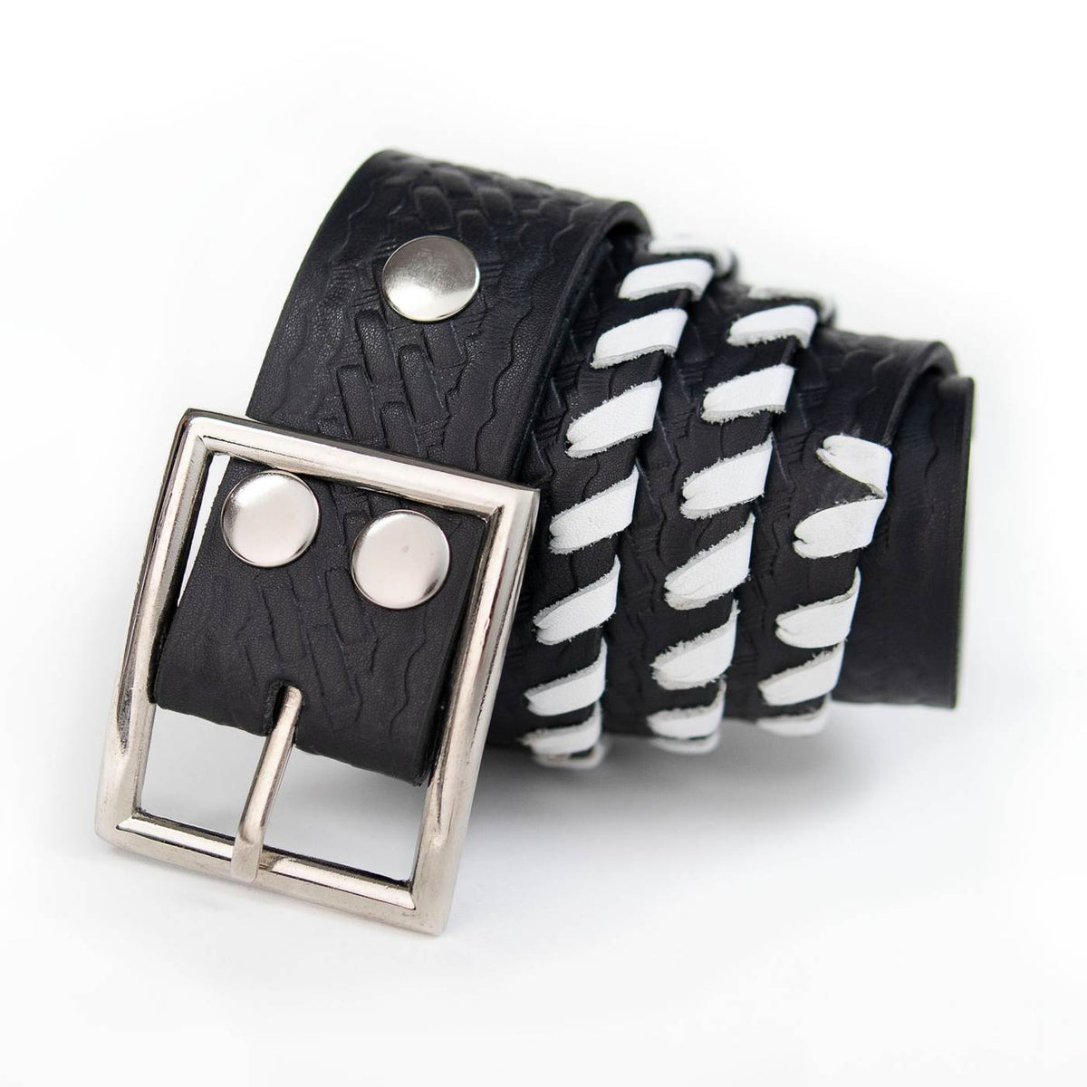 Milwaukee Leather Men's Black White Stitch Leather Belt, MP7129