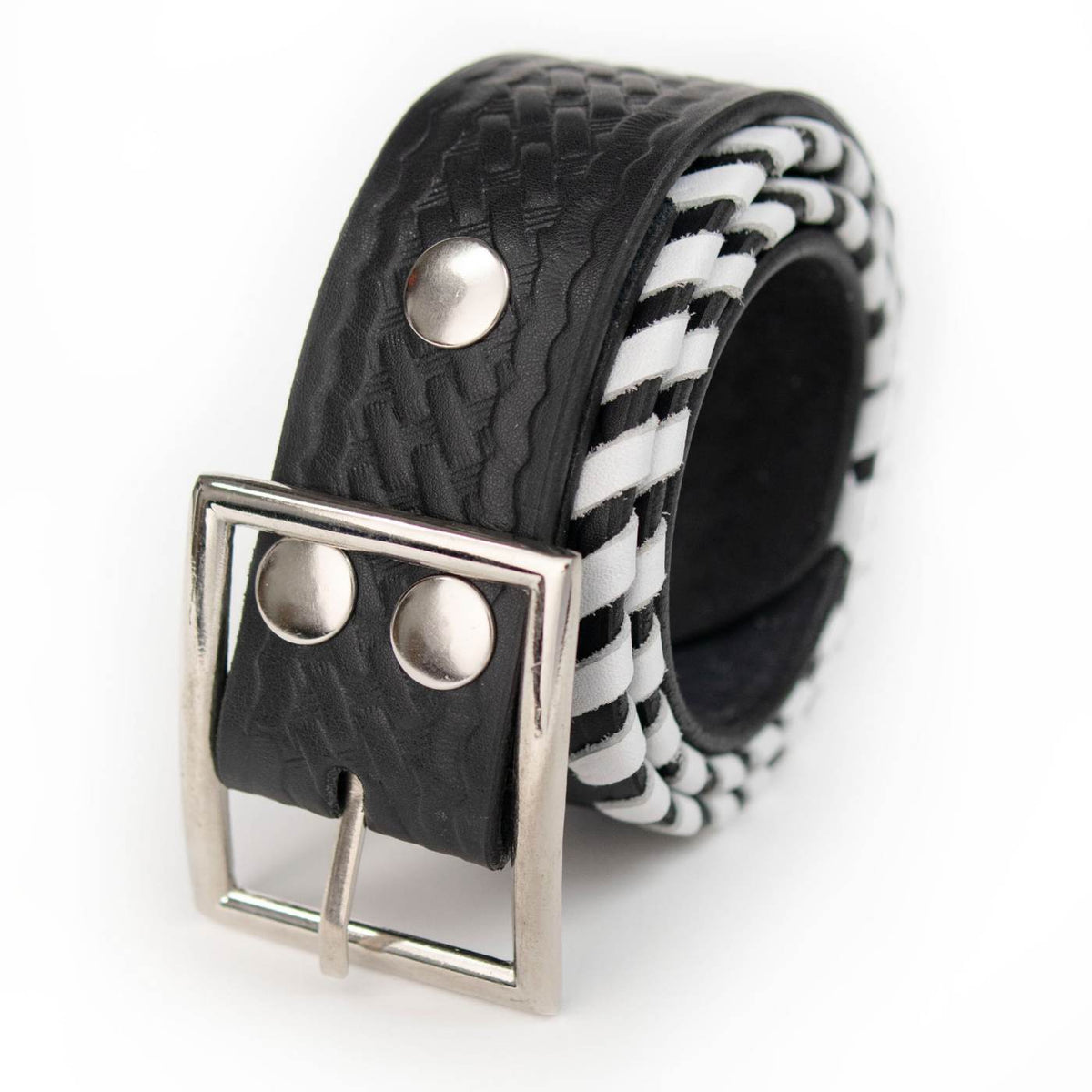 Milwaukee Leather Men's Black White Stitch Leather Belt, MP7129