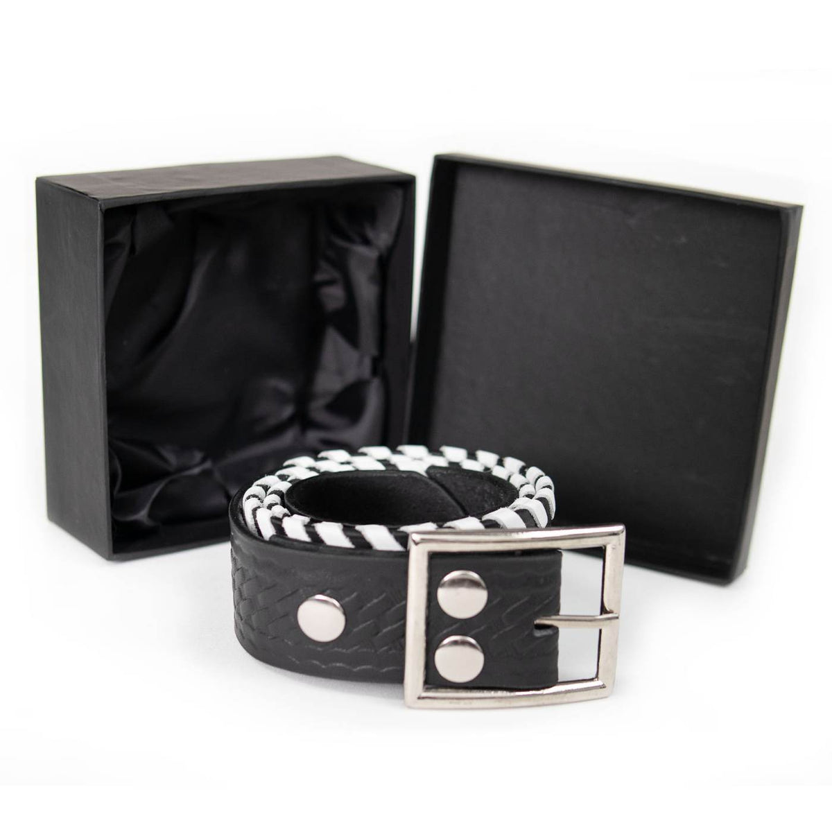 Milwaukee Leather Men's Black White Stitch Leather Belt, MP7129