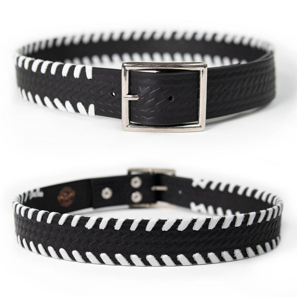 Milwaukee Leather Men's Black White Stitch Leather Belt, MP7129