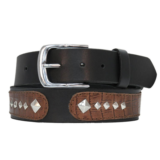 Milwaukee Leather Men's Diamond Accent Genuine Leather Belt, MP7132