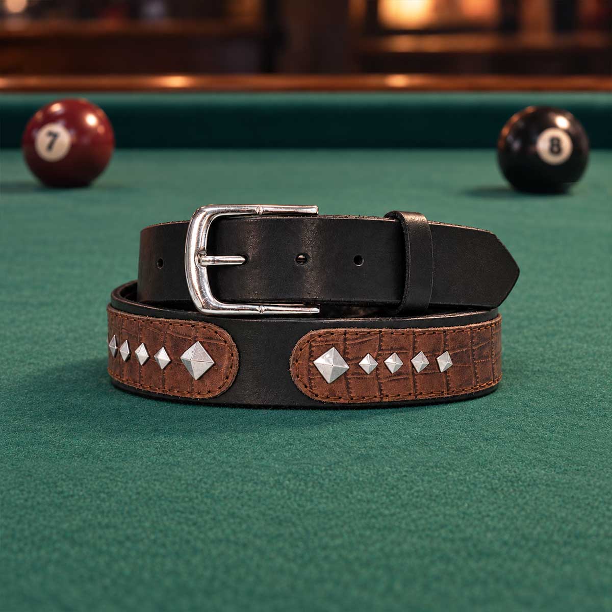 Milwaukee Leather Men's Diamond Accent Genuine Leather Belt, MP7132