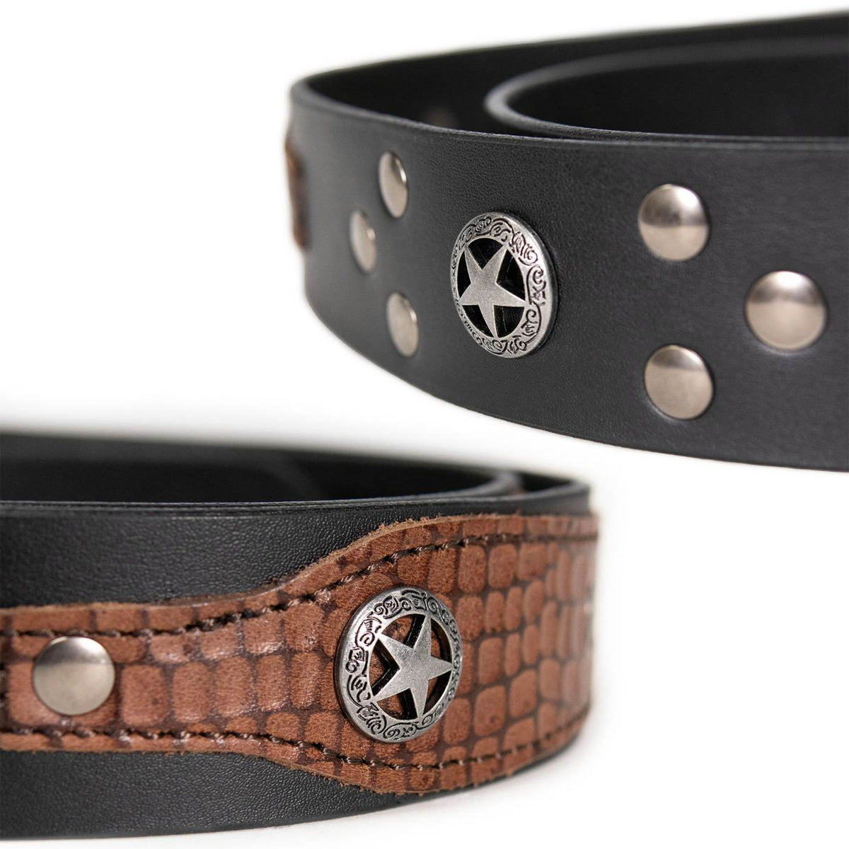 Milwaukee Leather Men's Black Star Emblem Genuine Leather Belt w/ Interchangeable Buckle - MP7134