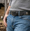 Milwaukee Leather Men's Frontier Star Black Leather Belt with Western Star Emblems  - 1.5 Inch Biker Belt - MP7135
