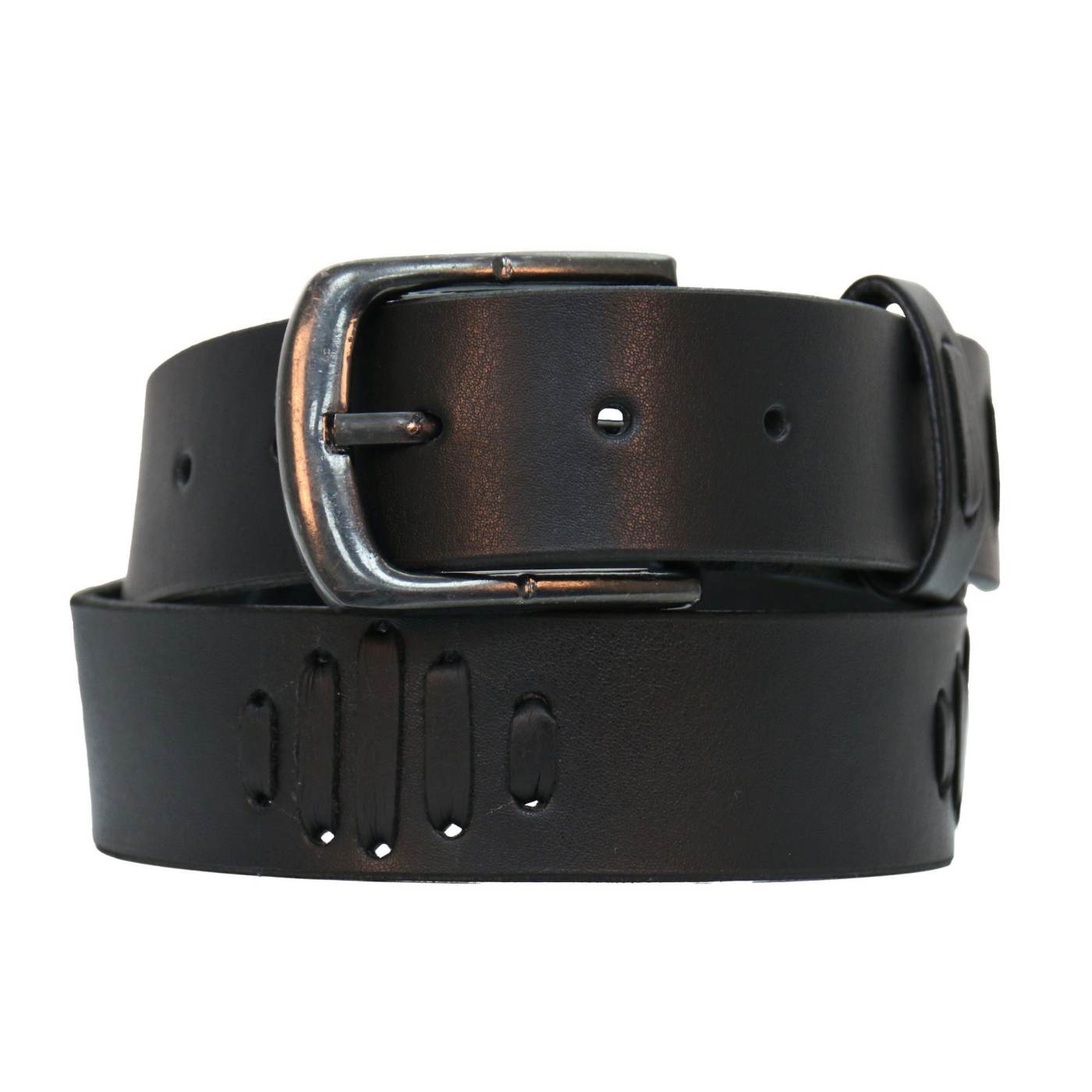 Milwaukee Leather Men's Slot Accent Black Genuine Leather Belt, MP7136