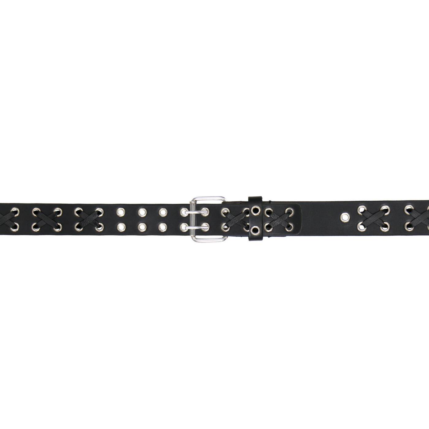 Milwaukee Leather Men's Black Double-Prong Grommet Leather Belt