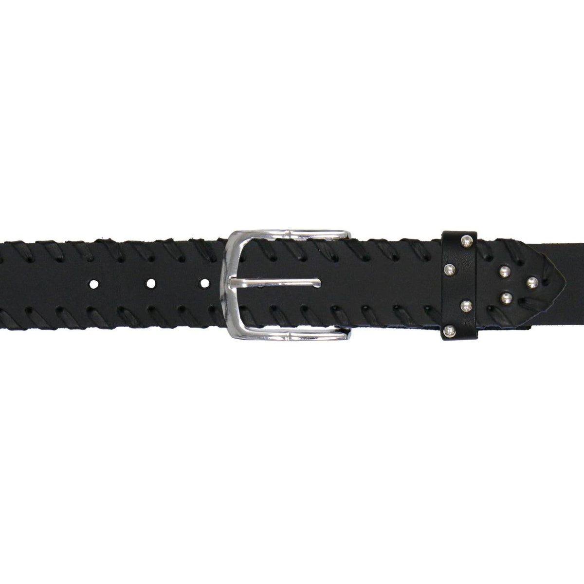 Milwaukee Leather Men's Black Studded Leather Belt, MP7138