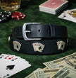 Milwaukee Leather Men's Playing Card Emblem Genuine Leather Belt, MP7139