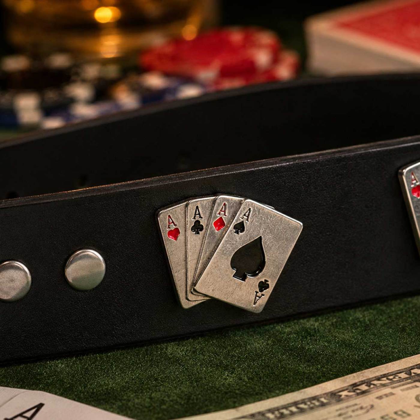 Milwaukee Leather Men's Playing Card Emblem Genuine Leather Belt, MP7139