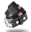 Milwaukee Leather Men's Freedom Line Black Leather Belt with USA Flag Emblems - 1.5 Inch - MP7140