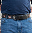 Milwaukee Leather Men's Freedom Line Black Leather Belt with USA Flag Emblems - 1.5 Inch - MP7140