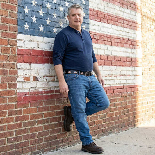 Milwaukee Leather Men's Freedom Line Black Leather Belt with USA Flag Emblems - 1.5 Inch - MPM7140