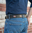 Milwaukee Leather Men's Freedom Line Black Leather Belt with USA Flag Emblems - 1.5 Inch - MP7140