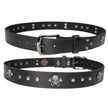 Milwaukee Leather Men's Black Skull & Pistons Genuine Leather Belt w/ Interchangeable Buckle - MP7141