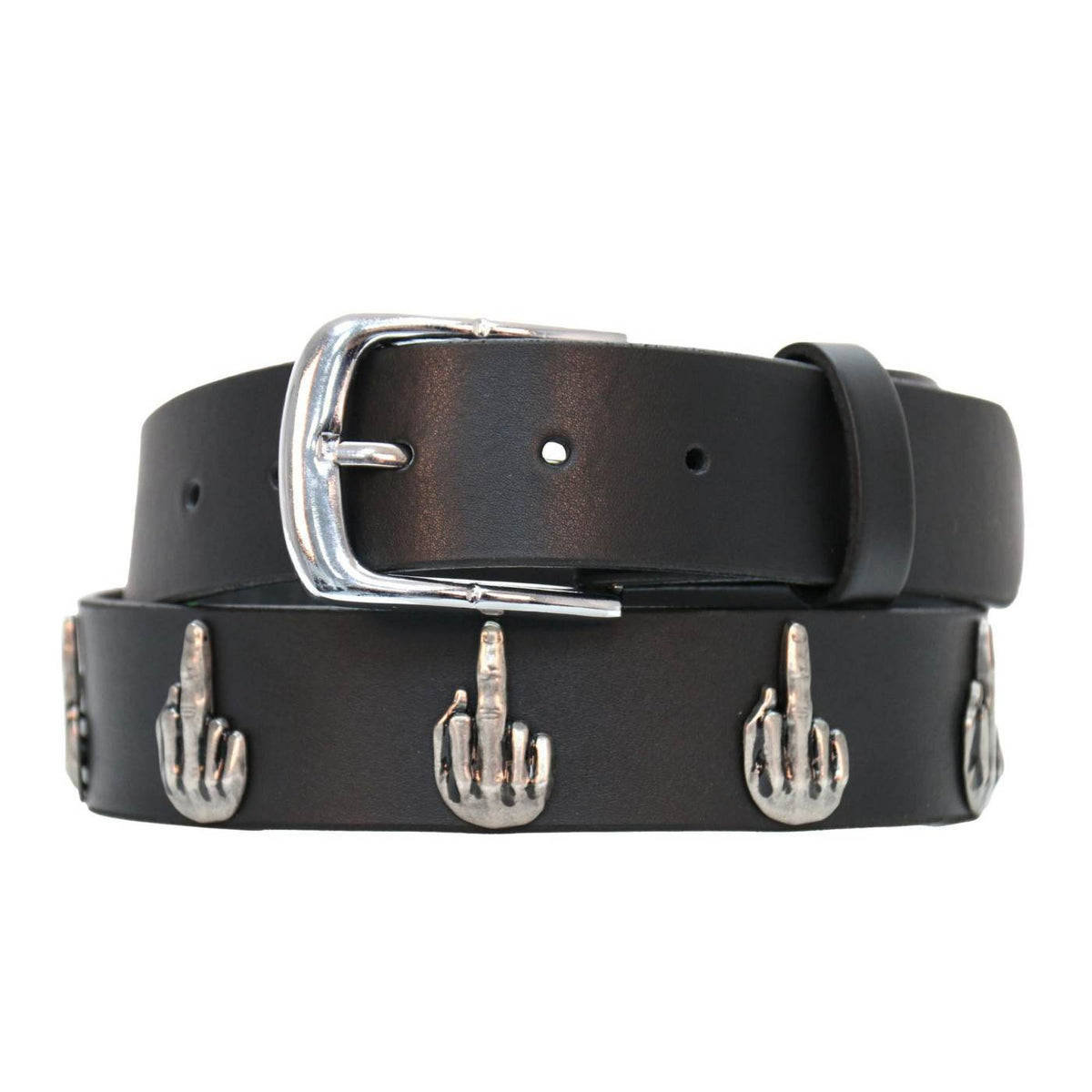 Milwaukee Leather Men's Finger Emblem Genuine Leather Belt, MP7142
