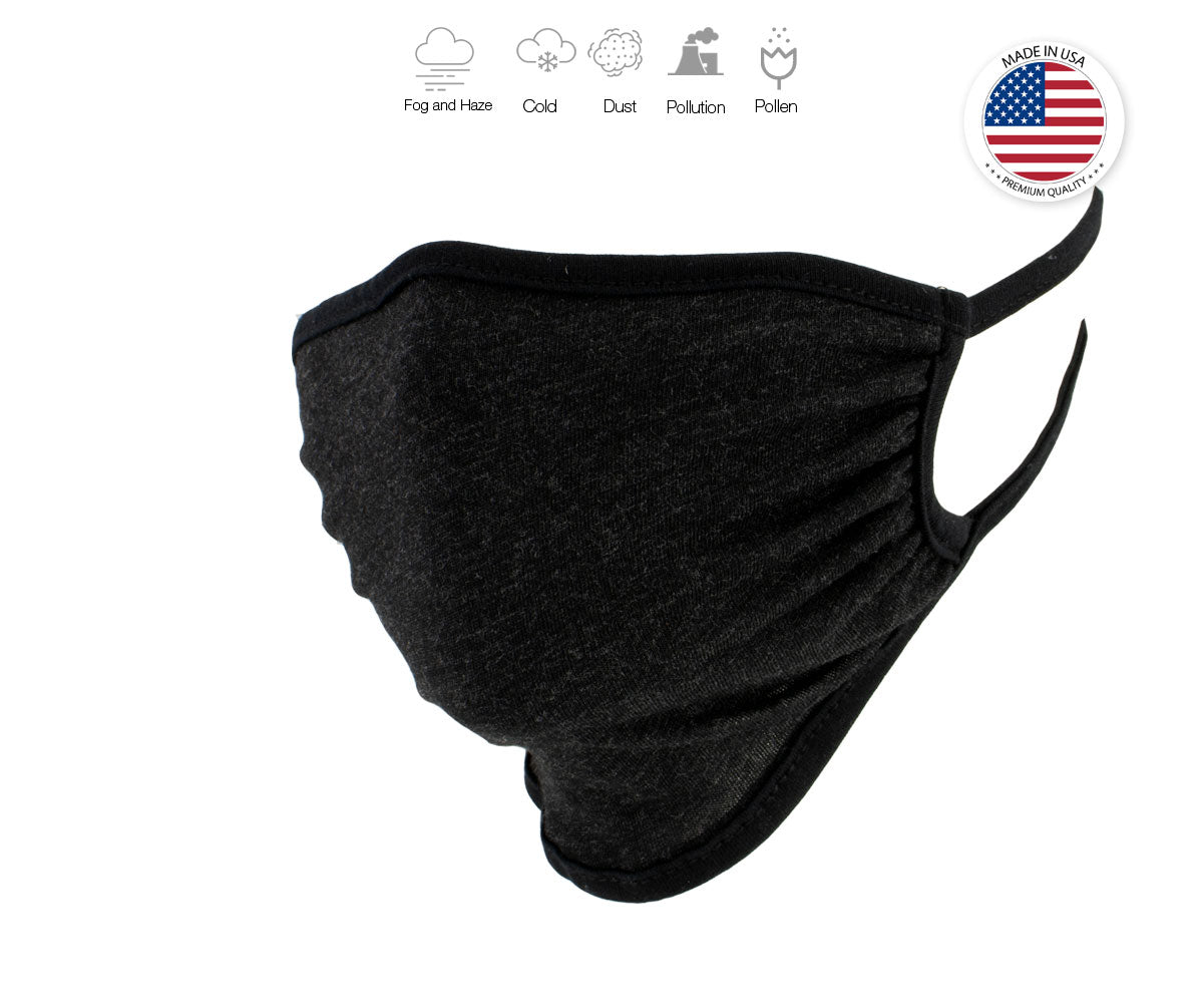 Xelement XS8003 'Black and Grey' USA Made 100 % Cotton Protective Face Mask with Optional Filter Pocket