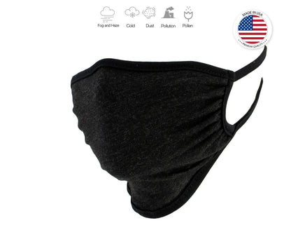 Xelement XS8003 'Black and Grey' USA Made 100 % Cotton Protective Face Mask with Optional Filter Pocket