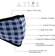 Milwaukee Leather (Multi-Pack) MP7924FM 'Blue Checkered' 100 % Cotton Protective Face Mask with Optional Filter Pocket