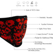 Milwaukee Leather MP7928FM 'Red Skulls' 100 % Cotton Protective Face Mask with Optional Filter Pocket