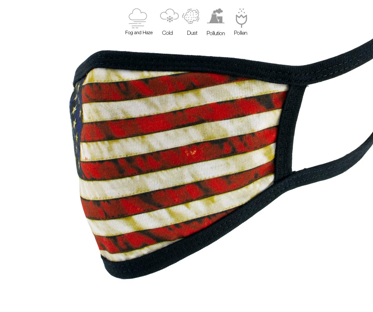 Milwaukee Leather FMD1014 'USA Flag' 100 % Cotton Protective Face Mask with Optional Filter Pocket