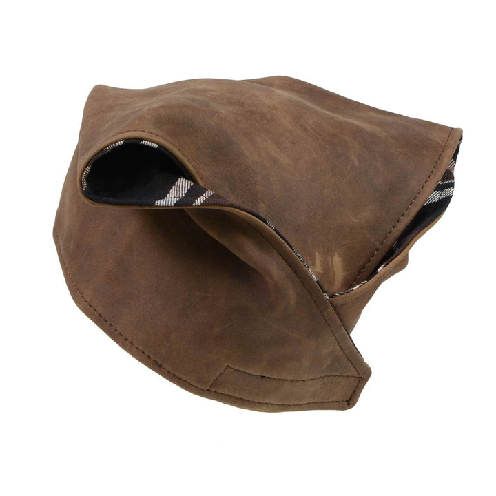 Milwaukee Leather Unisex Brown Leather Neck Warmer - Fleece-Lined Cold Weather Motorcycle Face Cover - MP7590