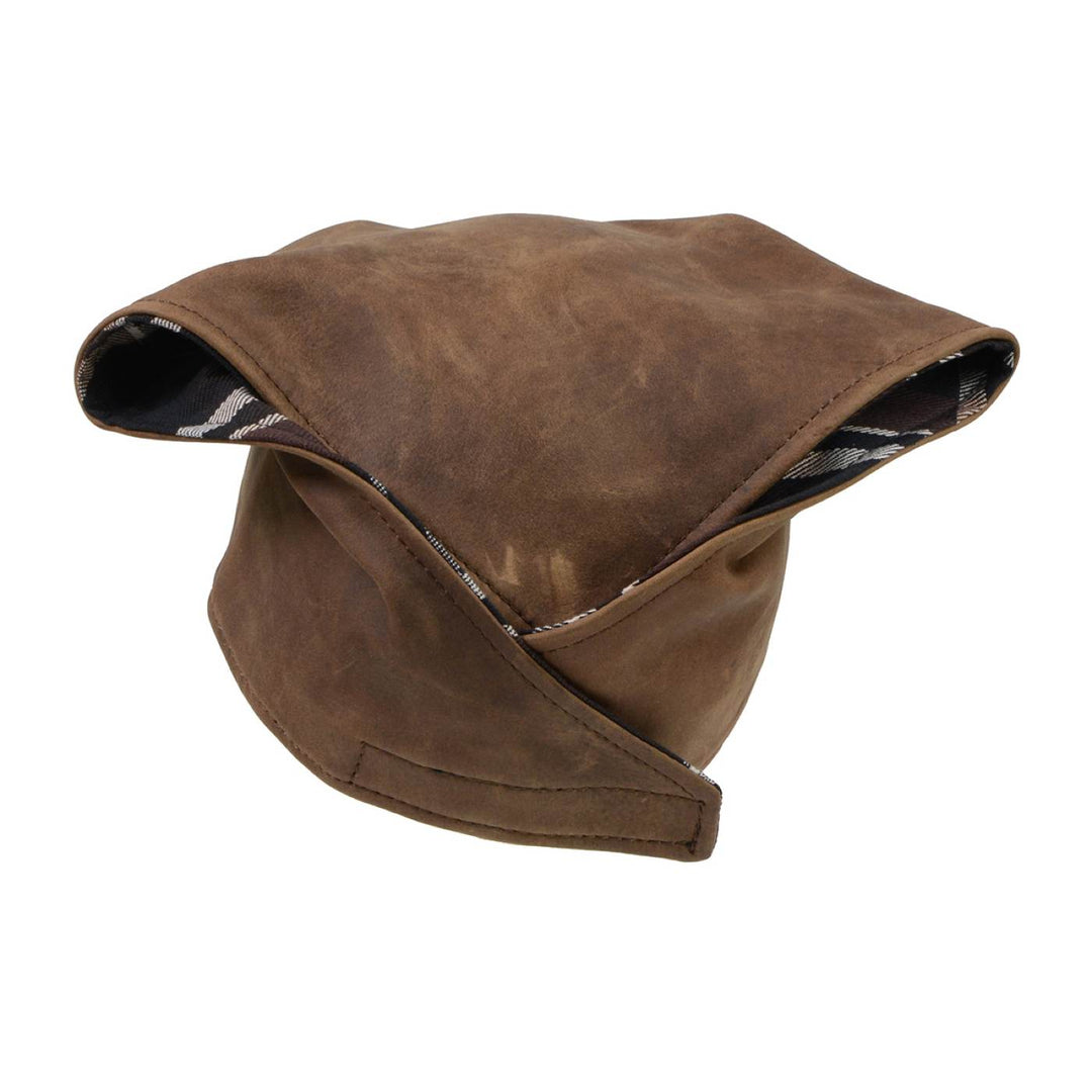 Milwaukee Leather Unisex Brown Leather Neck Warmer - Fleece-Lined Cold Weather Motorcycle Face Cover - MP7590