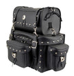 Milwaukee Leather MP8100S Large Black PVC 2-Piece Studded Motorcycle Touring Pack Sissy Bar Bag