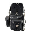 Milwaukee Leather MP8100S Large Black PVC 2-Piece Studded Motorcycle Touring Pack Sissy Bar Bag
